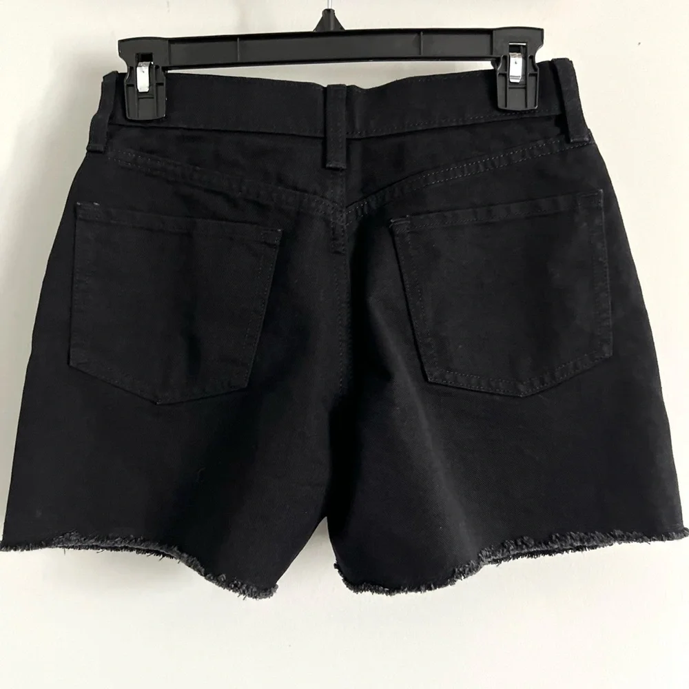 OLD NAVY Girls High Waisted Jean Shorts - Black Frayed Hem - Size 14